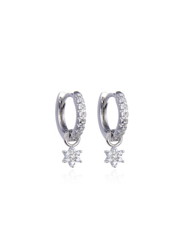 Boucles d'oreilles Créoles Pendantes avec ÉTOILE serti de diamants