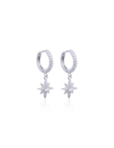 Boucles d'oreilles Créoles Pendantes avec FLOCON serti de diamants