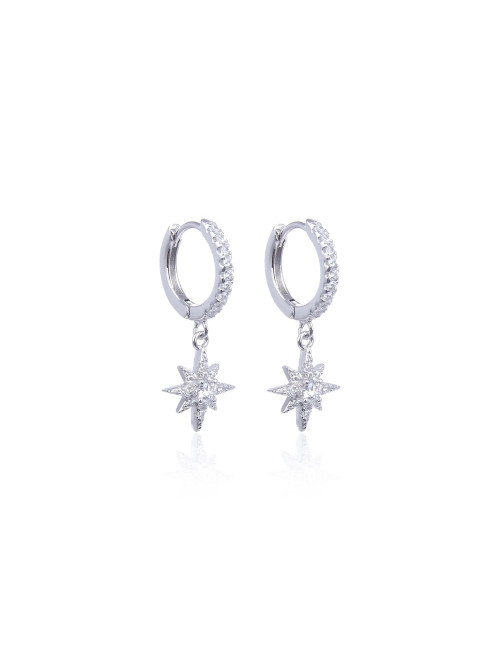 Boucles d'oreilles Créoles Pendantes avec FLOCON serti de diamants