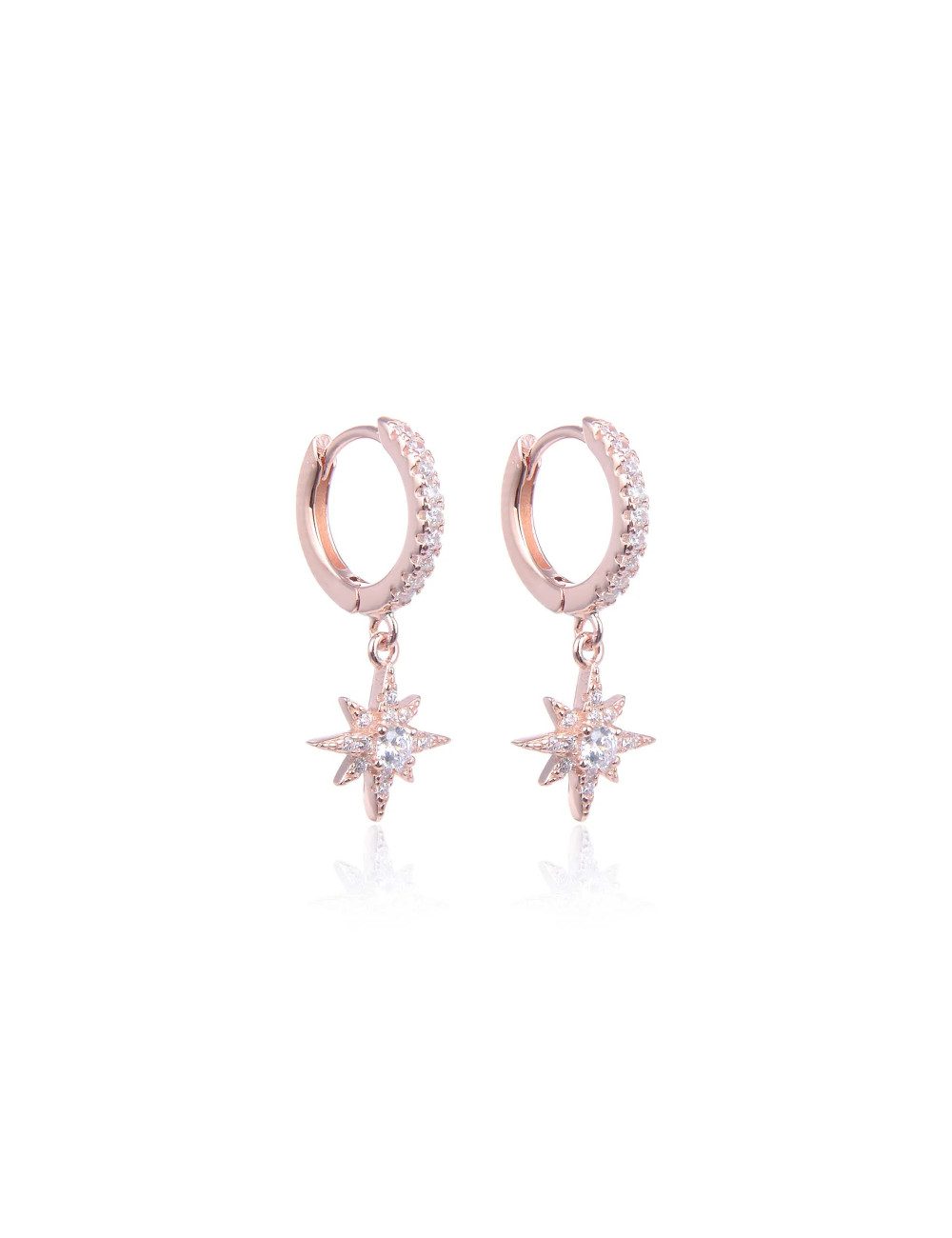 Boucles d'oreilles Créoles Pendantes avec FLOCON serti de diamants