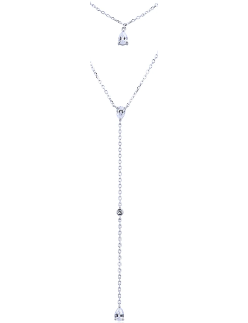 Collier Sautoir  Double Pierres Diamants multi-poires - Or fin, Arg925